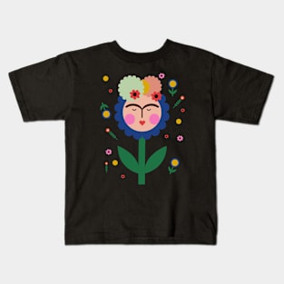 Frida kahlo flower colorful summer flowers feminist mexican painter Kids T-Shirt